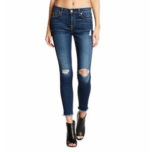 7 For All Mankind Gwenevere Distressed Raw Hem Ankle Skinny Jeans Size 26